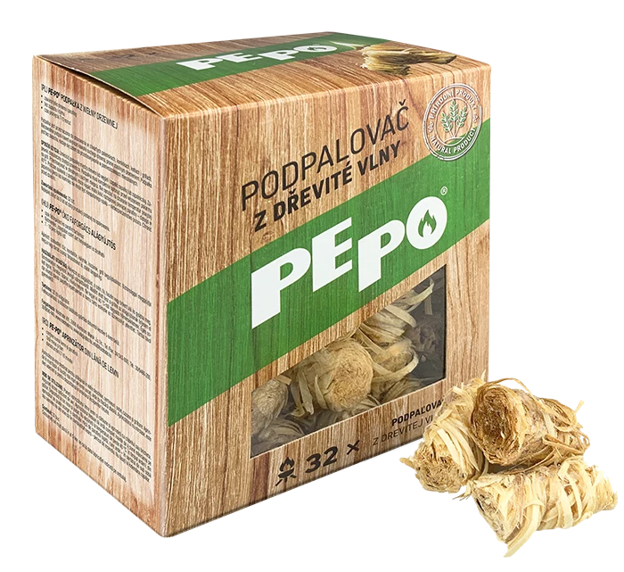PEPO podpaľovač z drevitej vlny, 32 ks