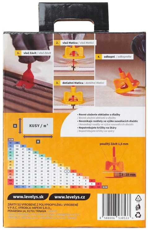 LEVELYS závity 1,5mm priame 100ks