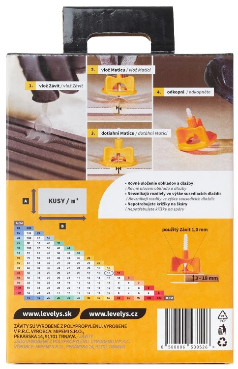 LEVELYS závity 1mm priame 100ks