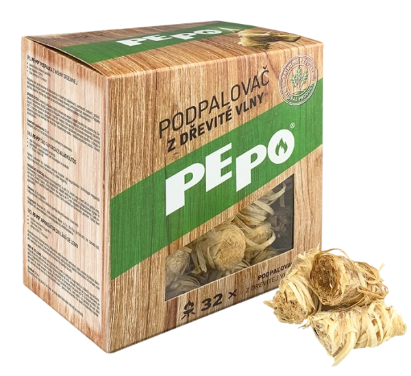 PEPO podpaľovač z drevitej vlny, 32 ks