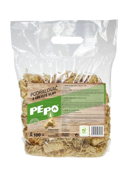 PEPO podpalovač z drevitej vlny, 100 ks