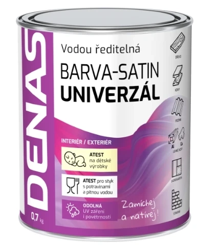 DENAS UNIVERZÁL - SATIN farba na drevo, kov a betón 0,7kg